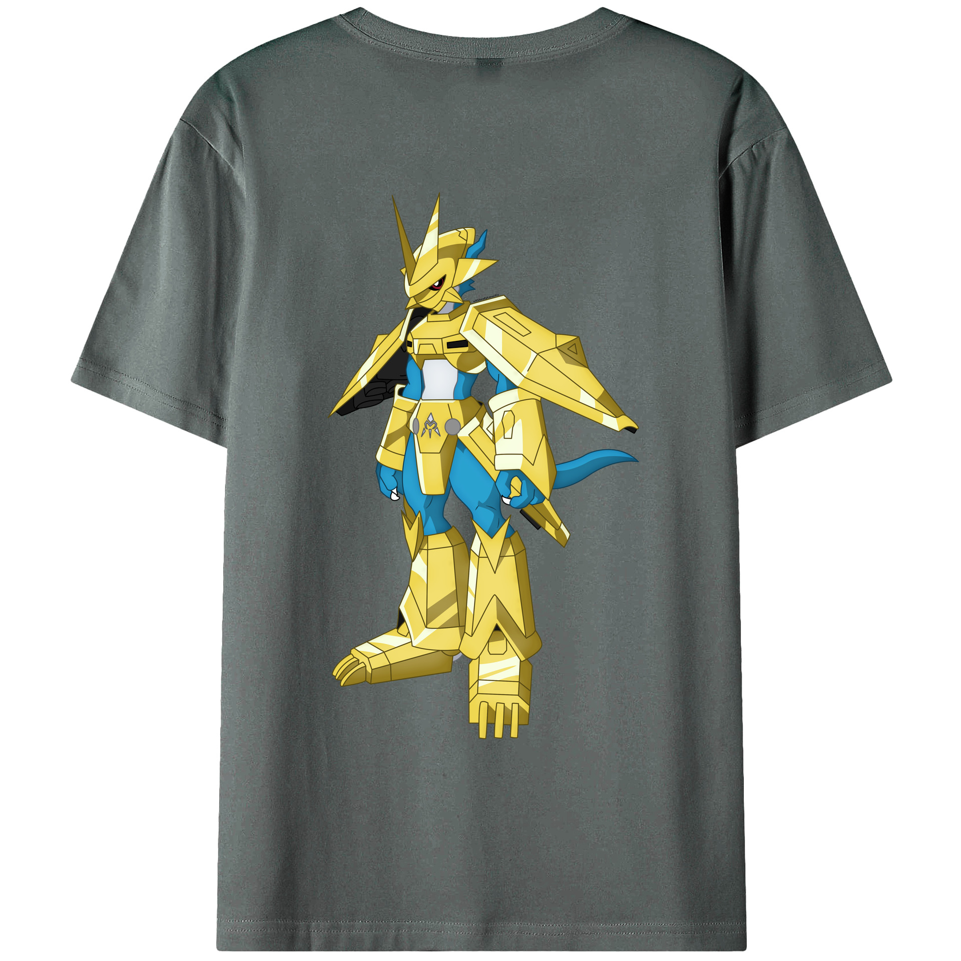 （画像用） Digimon デジタルモンスター/デジモン 綿100％ メンズ半袖Tシャツ（バックプリント） 通気性